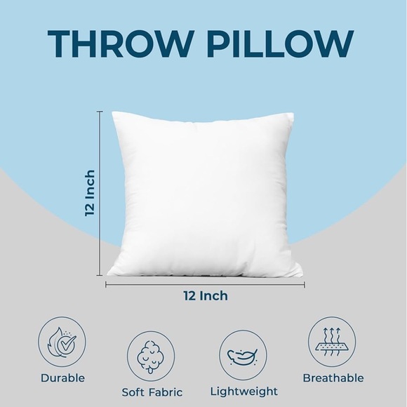 NWT Utopia White Throw Pillows, Set of 4, 12 x 12 inch, Sofa Bed or Couch Pillow - Picture 1 of 16